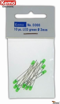 10 diodos verdes Leds de 3 mm