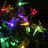 Guirnalda de 30 libélulas de leds de colores con placa solar