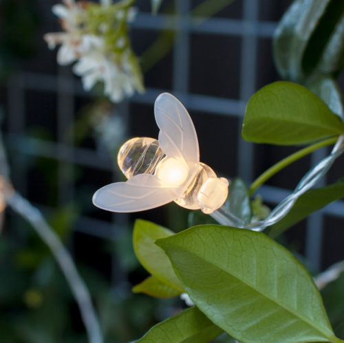 Guirnalda solar LED 20 abejas luz cálida
