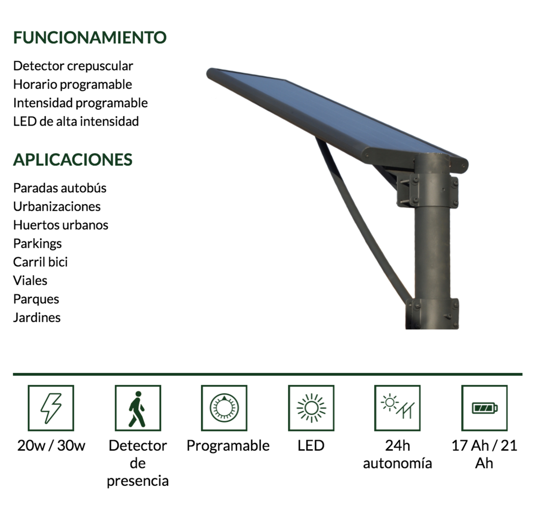 Farola solar compacta LED 20W